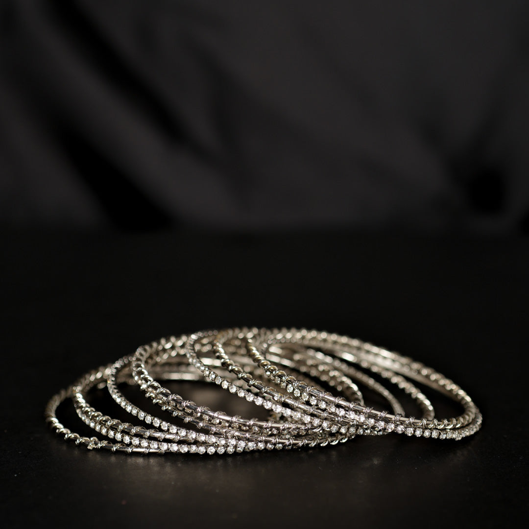 Crystal Silver Bangles