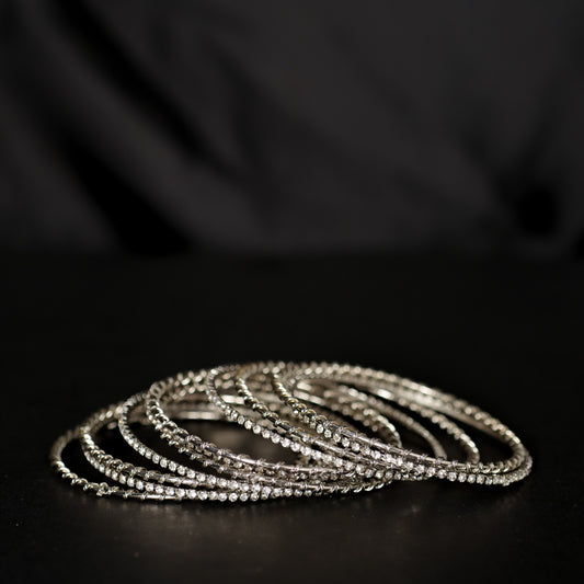 Crystal Silver Bangles