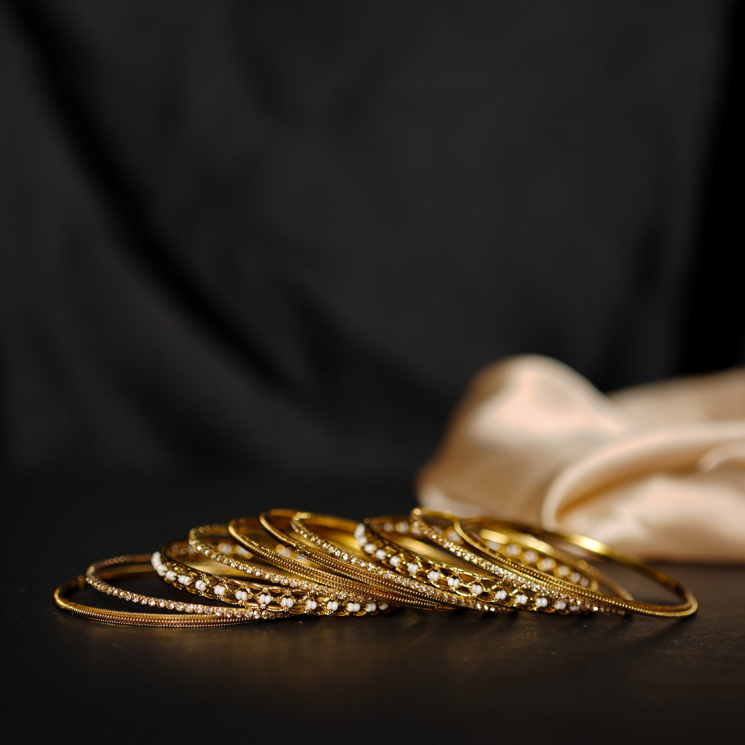 Pearl Antique Golden Bangles